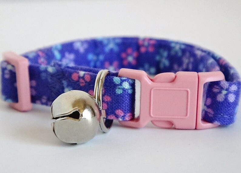 Purple Fabric Cat Collar Kitten Collar Girl Cat Collar Etsy