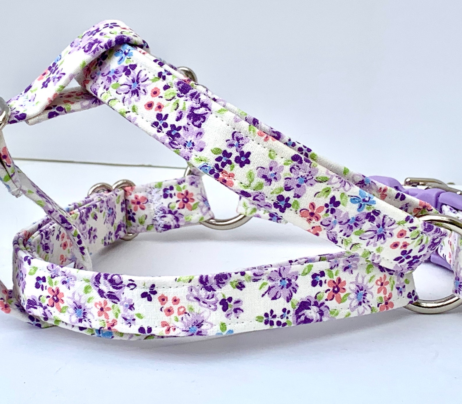 Girl Dog Harness and optional Leashpretty Purple Floral Dog Etsy