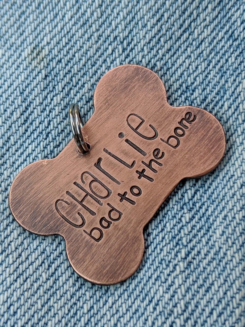 Copper Bone Dog Tag Copper Bone Pet ID Tag Daisy Dog Tag Etsy