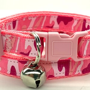 Pink Camo Girl Cat or Kitten Collar Camouflage Collar With Breakaway Buckle and Removable Bell Etsy