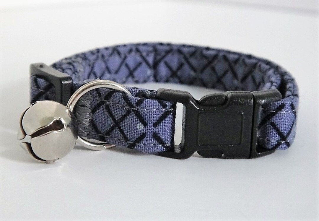 Fabric Cat Collar Kitten Collar Boy Cat Collar Grey and Black Cat