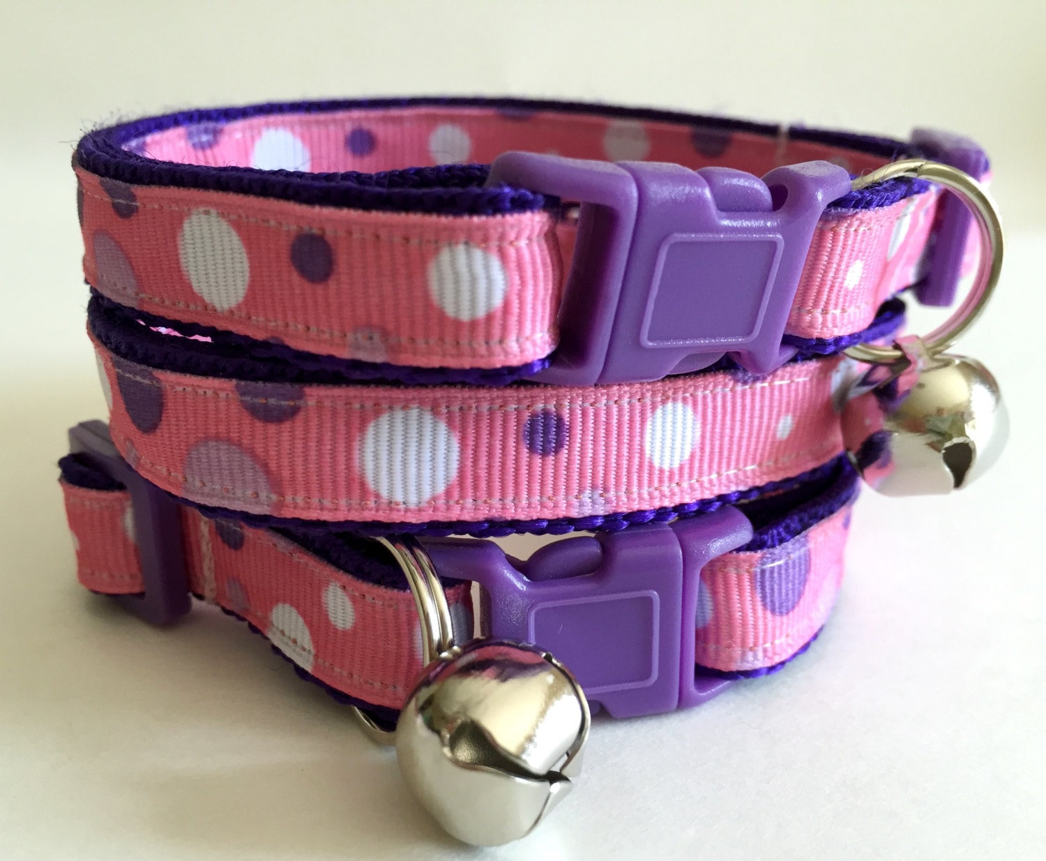 Cat Collar Kitten Collar Pink and Purple Polka Dot Cat - Etsy