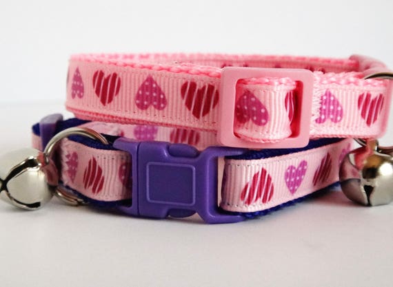 Valentine Dog Collar Cat Collar With Bell Pink Purple Red 