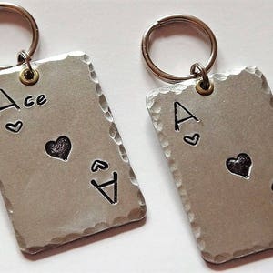Small Dog Tag-Ace of Hearts Dog Tag (King, Jack, Queen Deuce of Hearts Available)-Playing Card Dog Tag-Hand Stamped Pet Name Tag-Big Dog Tag