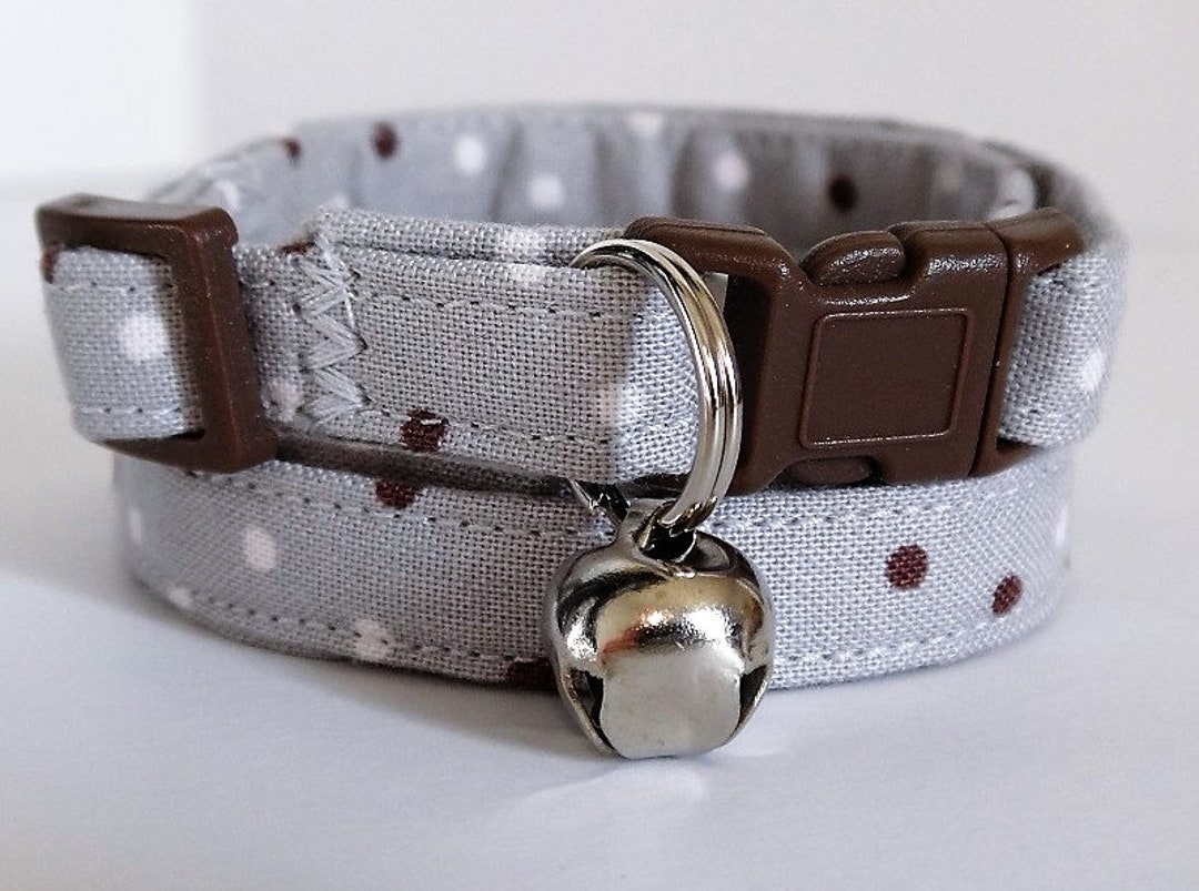 Cat Collar Kitten Collargray Fabric Cat Collar With Brown & Etsy