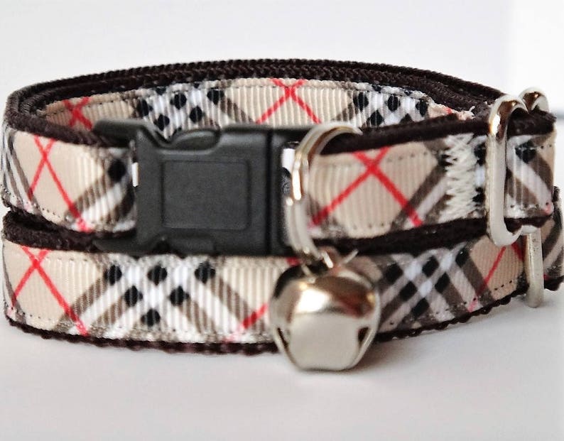 Cat Collar Kitten Collar Brown Plaid Cat Collar Boy Cat Etsy