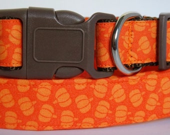 Halloween Dog Collar - Fabric Dog Collar with Pumpkins - Small or Large Dog Collar - Orange Dog Collar - Autumn / Fall Dog Collar
