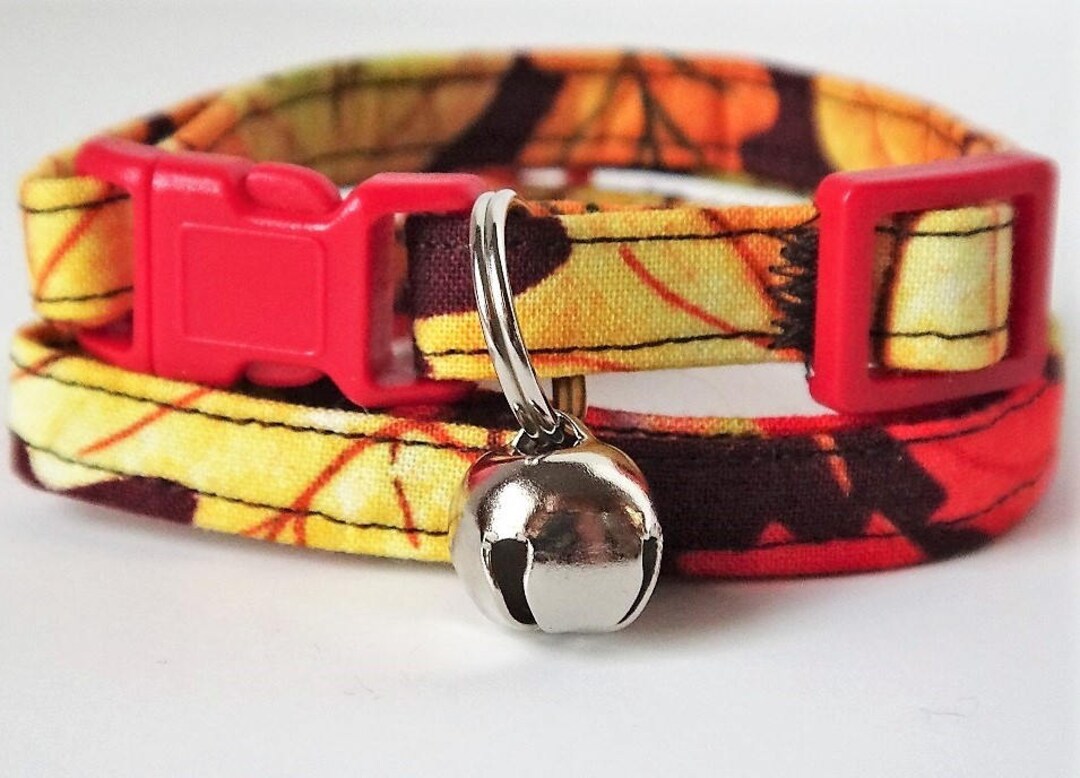 Fabric Cat Collar Kitten Collar Fall Leaves Cat Collar With Etsy