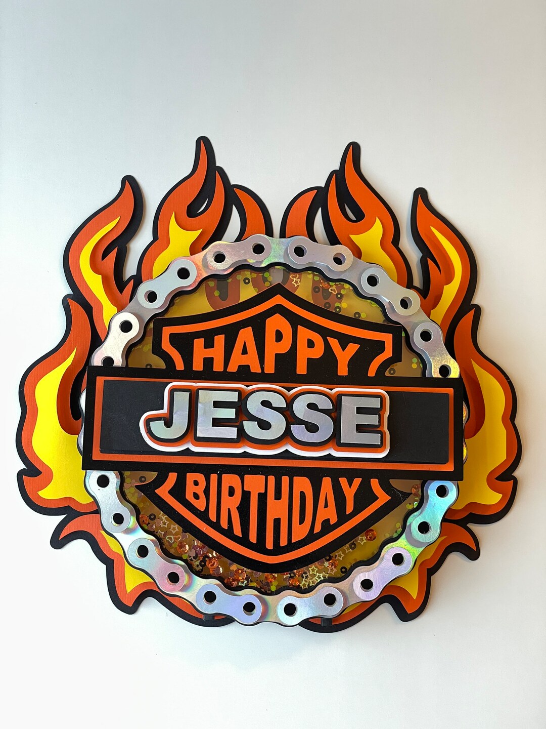 Harley Davidson Cake Topper/ Motorcycle/ Flame/party/cake Decor/ Chain ...