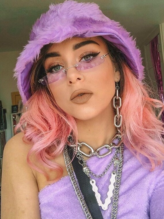 pink faux fur bucket hat