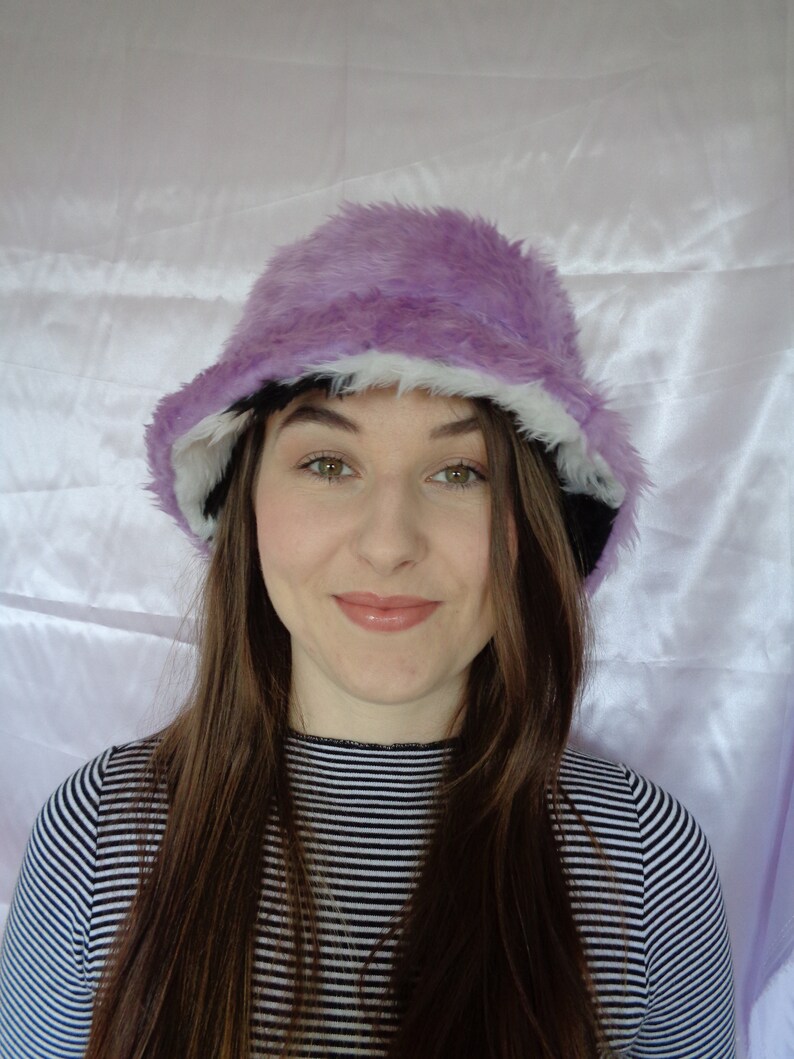 Baby Pink Cow Print Faux Fur Bucket Hat | Etsy