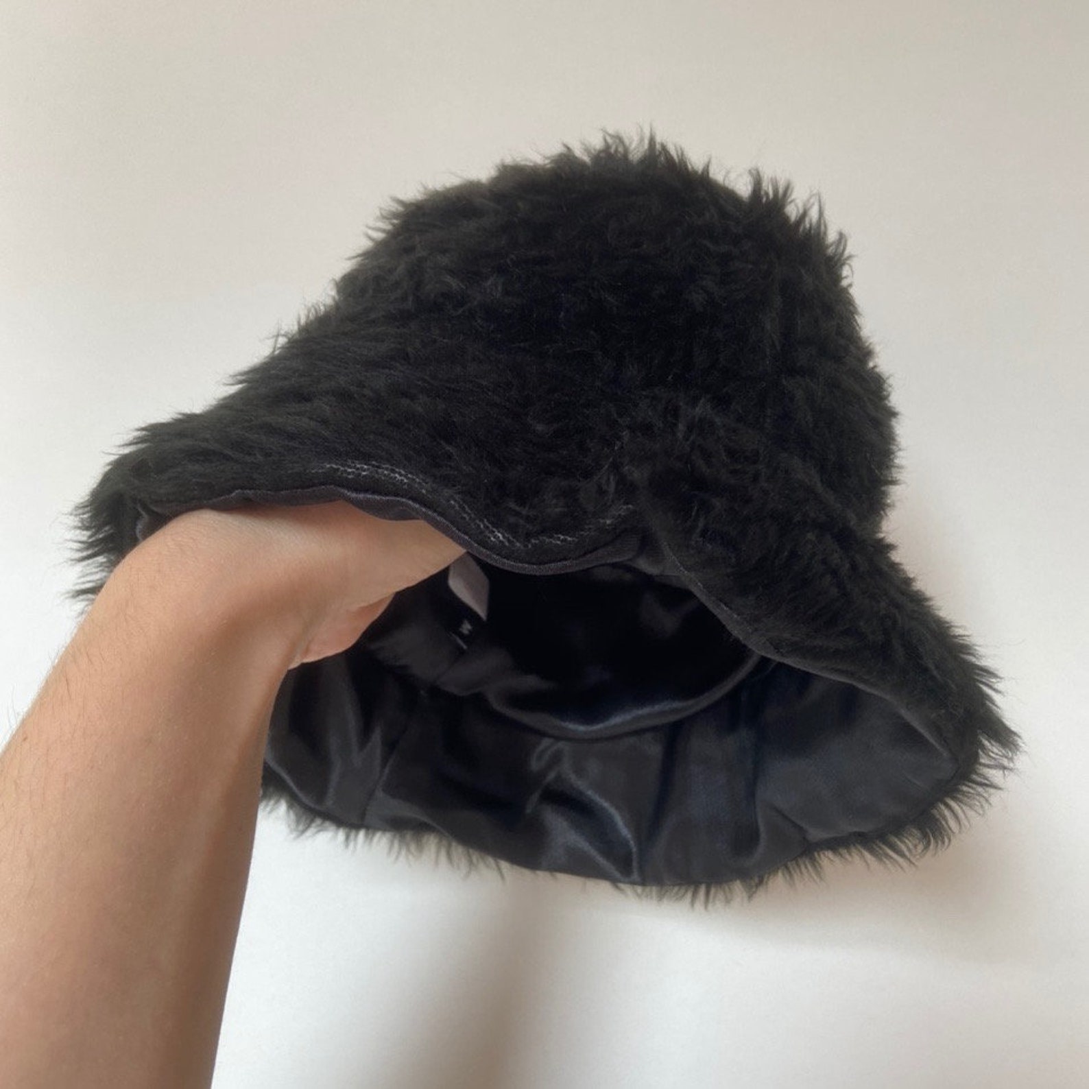 IMPERFECT Black Fluffy Bucket Hat Handmade Etsy
