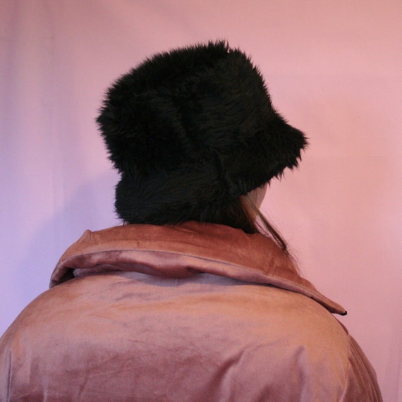 black fur bucket hat