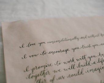 Wedding Vow Custom Calligraphy, Coffee Stained, Wedding Gift, Anniversary Gift