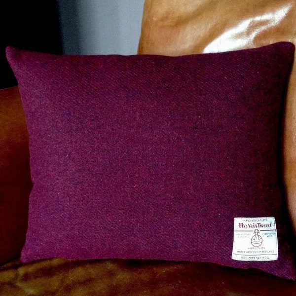 Harris Tweed Burgundy Cushion Cover Dark Red Plum Ruby Cotton Velvet Holland And Sherry Rectangular 18"x15" 18'x18"