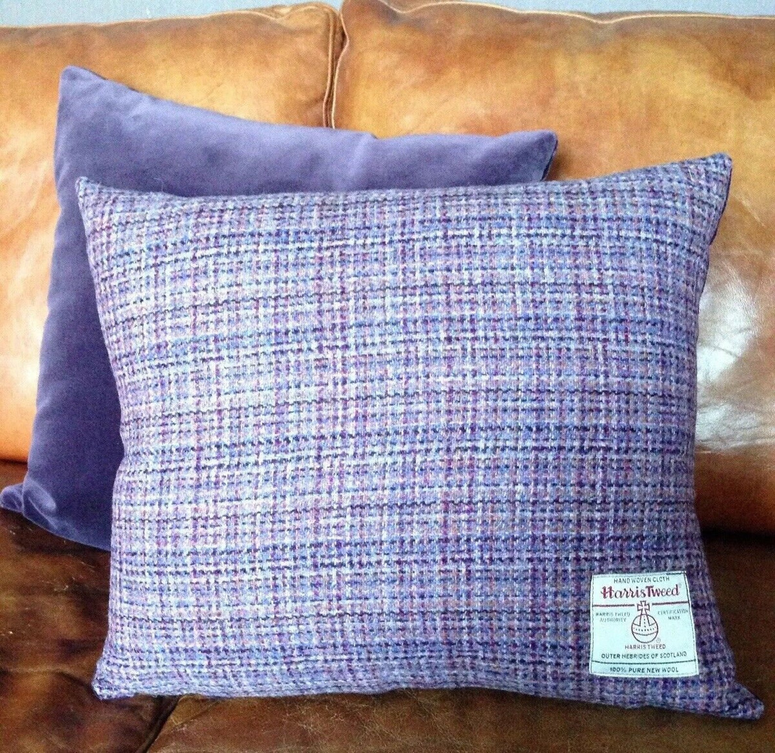 Harris Tweed Purple Cushion Cover Rectangle Lumbar Pink Etsy