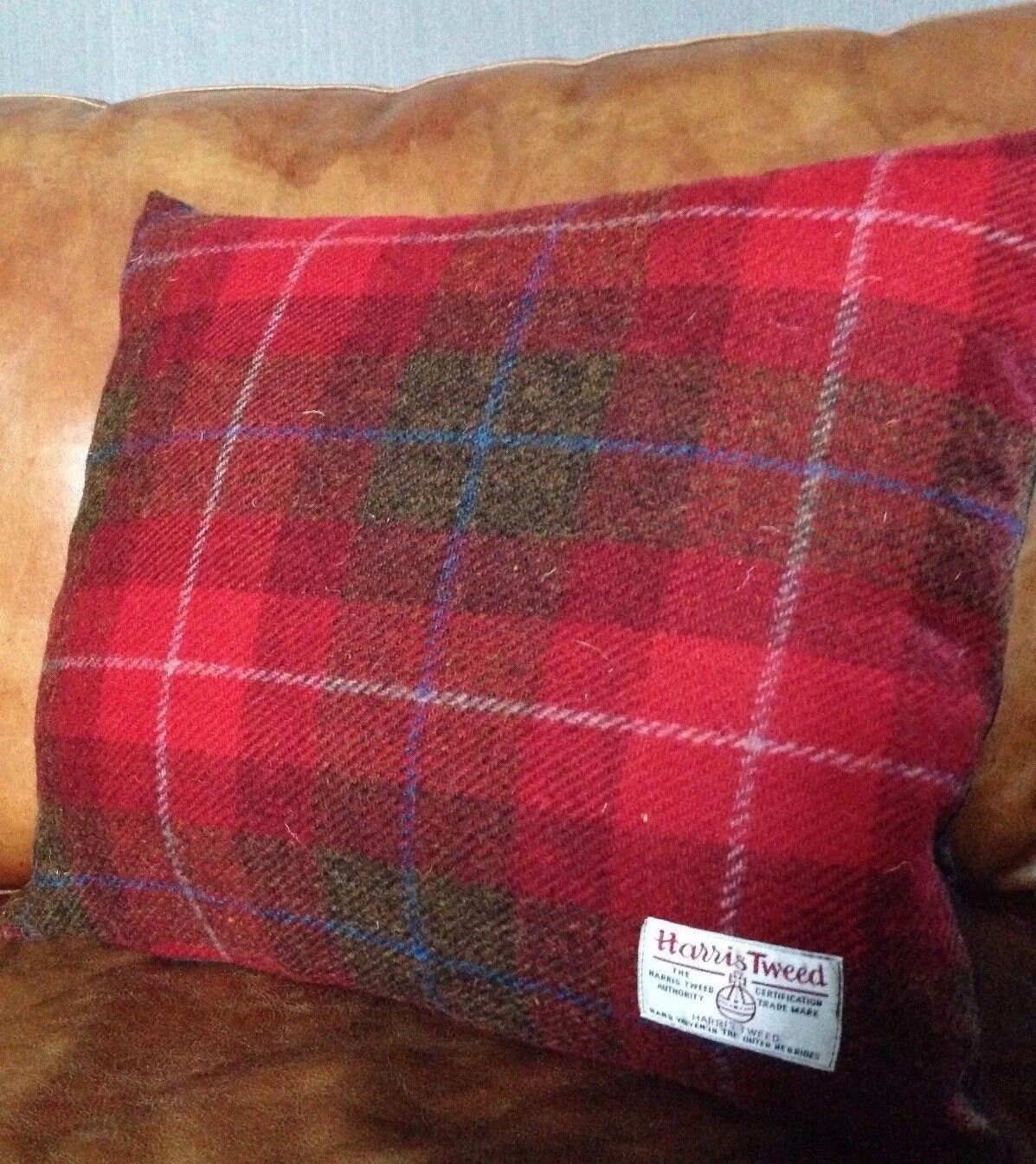 Harris Tweed Cushion Cover Check Red Brown Rust Burgundy Dark Etsy UK
