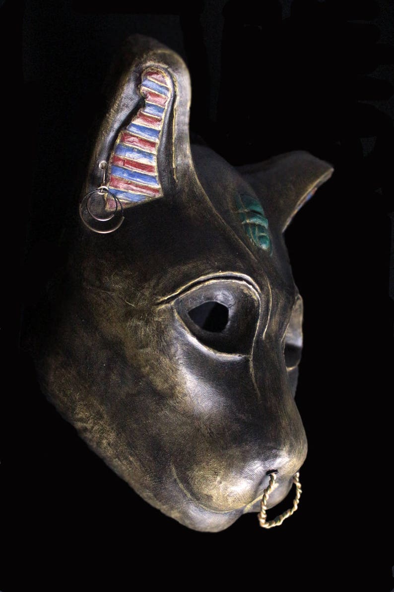 Cat Goddess Mask Bastet Gold Paper Mask Etsy