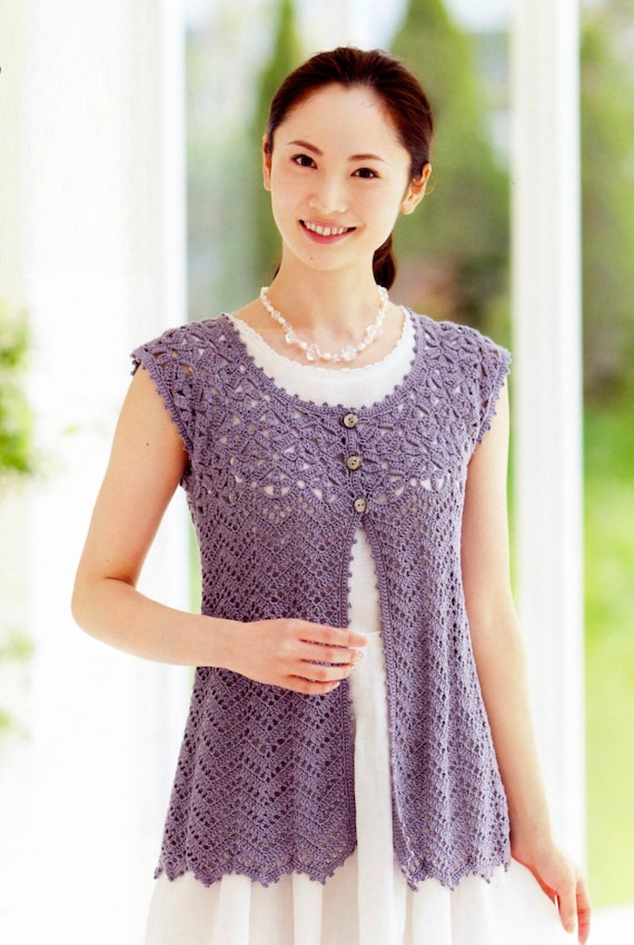 Woman's Crochet Vest Japanese Crochet Pattern PDF Charts Etsy