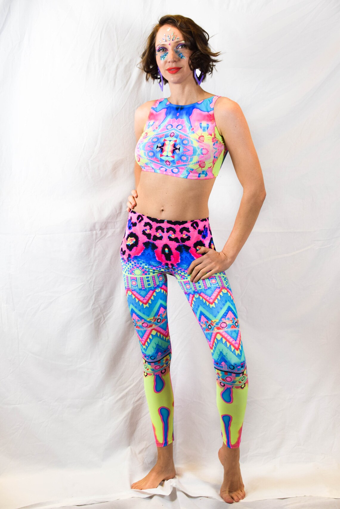 Festival Leggings Neon Bright Yoga Pants Active Wear Etsy Australia