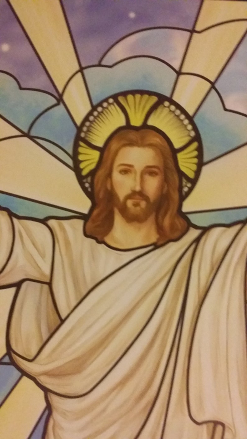 Jesus Has Risen Stained Glass Window Art ENORMOUS 48 x Etsy