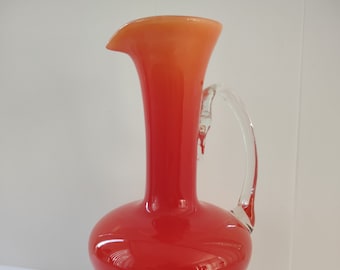 Vintage Hand Blown Red Pitcher