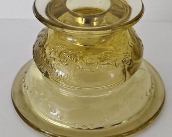 Vintage Yellow/Amber Glass Candle Holder