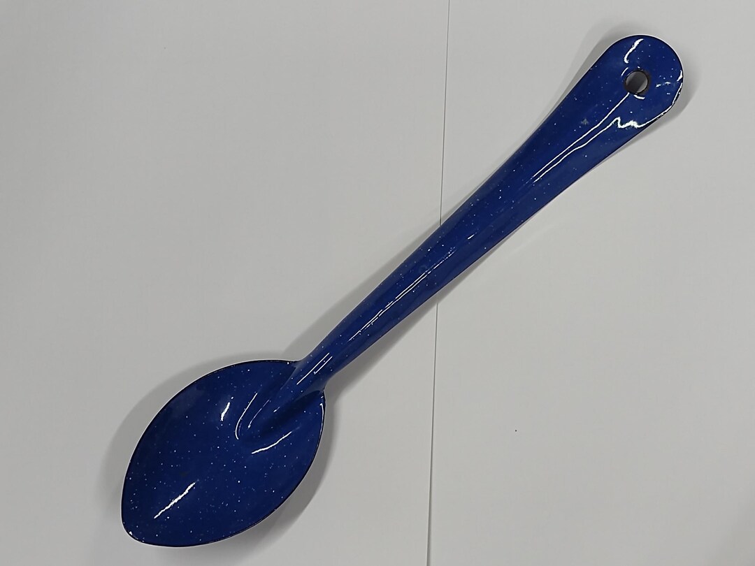 Vintage Blue Speckled Enamelware Spoon - Etsy