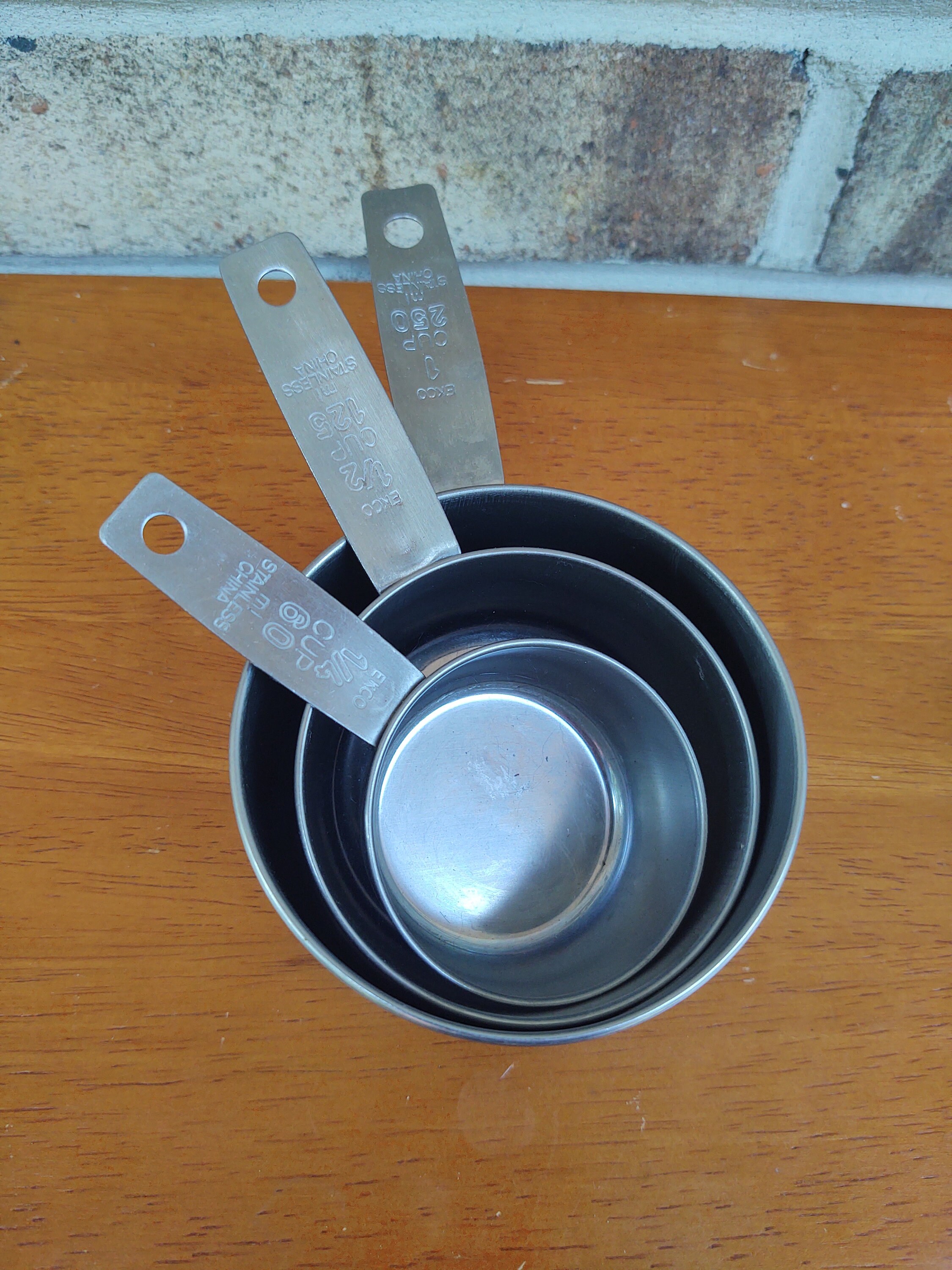 Vintage Set of 3 Ekco Rectangular Stainless Measuring Spoons Holland