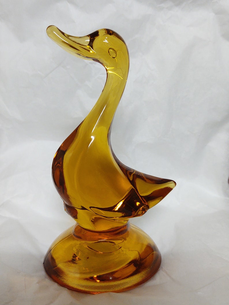 Vintage Amber Glass Duck - Etsy