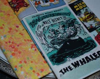 Set van 4 omkeerbare kinderservetten met Vintage Mickey Posters.