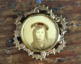 Victorian School Girl Photo Jewelry ~ Antique Victorian Girl with Star Necklace ~ Victorian Photo Jewelry