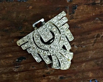 Antique Art Deco Crystal Dress Clip: Vintage Jewelry