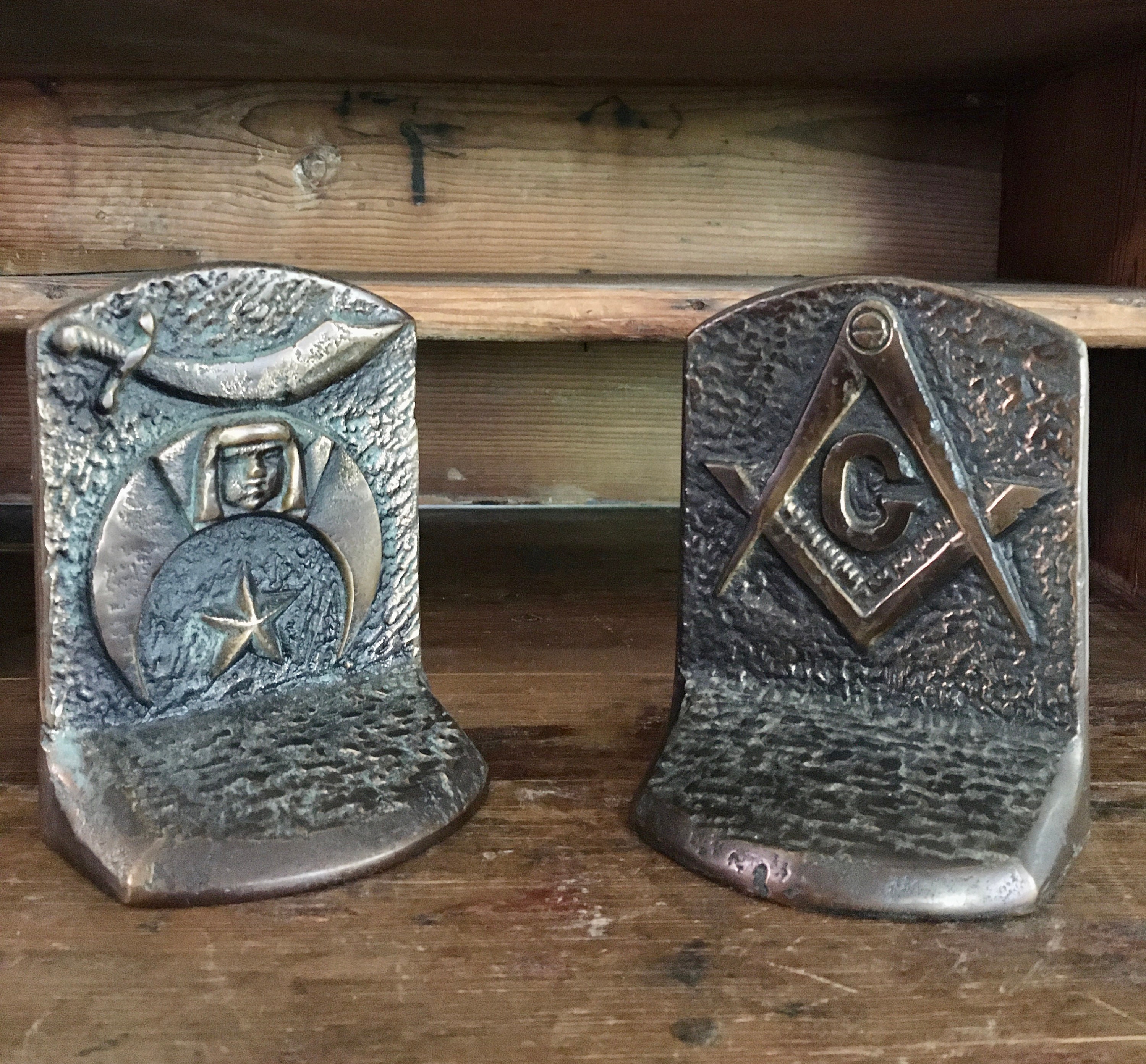 Antique Masonic Brass Bookends Secret Society Bookends Etsy