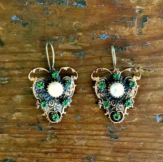 Art Nouveau Butterfly Pearl Earrings ~ Pearl Earri