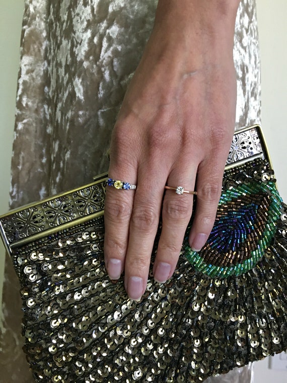 Antique 14k Rose Gold Diamond Wedding Ring ~ Vint… - image 4