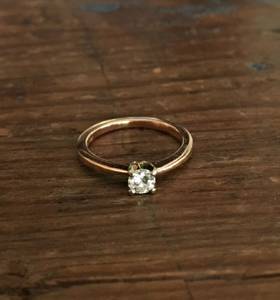 Antique 14k Rose Gold Diamond Wedding Ring ~ Vint… - image 7