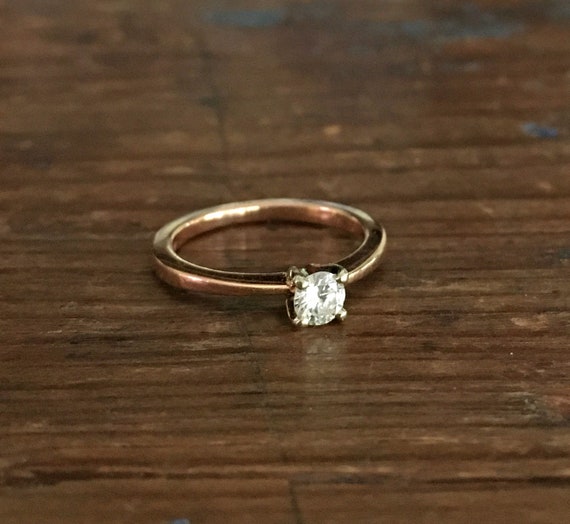 Antique 14k Rose Gold Diamond Wedding Ring ~ Vint… - image 5
