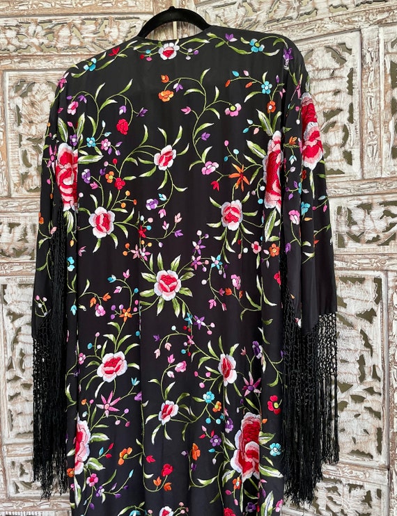 Embroidered Floral Silk Piano Shawl Jacket ~ Mant… - image 3