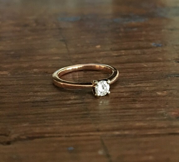 Antique 14k Rose Gold Diamond Wedding Ring ~ Vint… - image 3