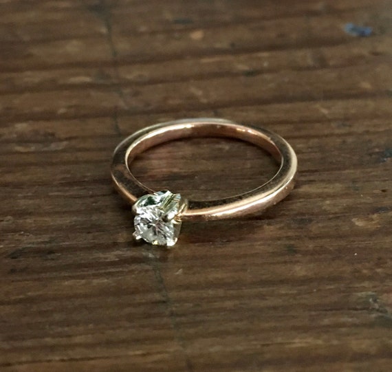Antique 14k Rose Gold Diamond Wedding Ring ~ Vint… - image 1
