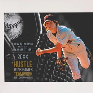 Sports Poster Template Personalized Baseball Template, Sports Photo Collage, Editable Graduation Gift, CANVA TEMPLATE, 16X20, BBSP2