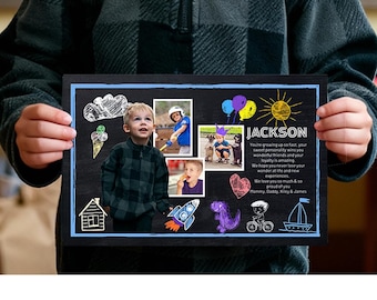 Boy Half Page Yearbook Ad Template. Colorful Chalk School Tribute - Buyer edits with free Canva App,