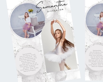 Dance Recital Ad Full Page Template - Silver Glitter Dance Recital Program Ad, Editable Photo Collage, Editable Canva Template, DA75FP