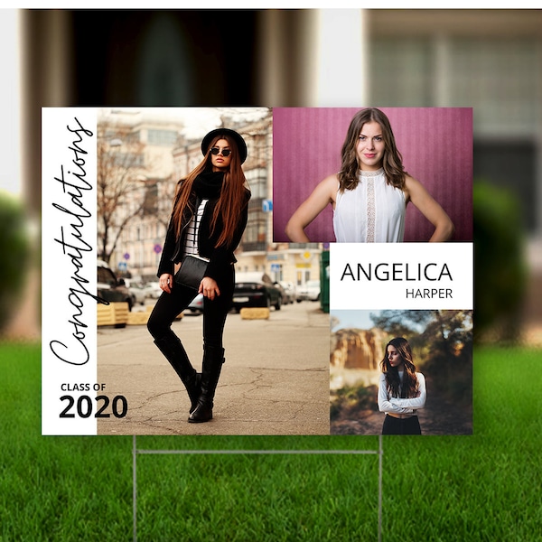 Yard Sign, Graduation Sign, Canva Template, Class of 2020, Personalized Photo Lawn Sign, 18x24 inches, Horizontal, GYS2a