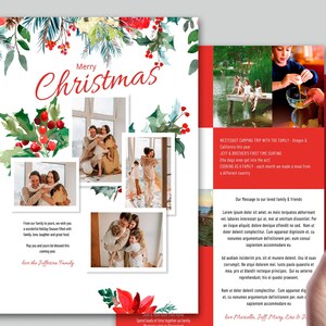 Modelo de boletim informativo fotográfico de Feliz Natal em revisão, modelo Canva editável para impressão, frutas vermelhas e azevinho 8.5X11 + telefone 1080x1920, CFN1