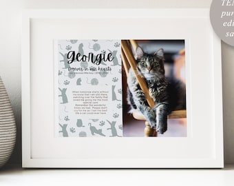 Personalized Pet Memorial Best Friend Print, Canva Template, Editable Printable Pet Memorial Template, Cat, 11X8.5, PMC2