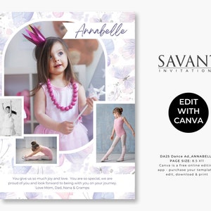 Modèles de publicité pour le programme de récitals de danse aquarelle pleine page - Modèle de publicité pour hommage à l'annuaire - Annabelle - papillons - DA25