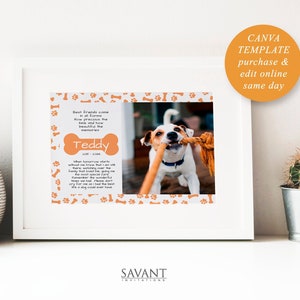 Editable Pet Memorial Best Friend Print, Canva Template, Personalized Printable, Memorial Template, 11X8.5, Printable, EPM10