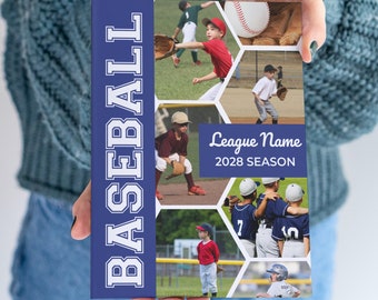 Plantilla de folleto del programa de béisbol de las ligas menores, editar con Canva, tamaño Carta de EE. UU., diseño estilo revista, BBLPB1